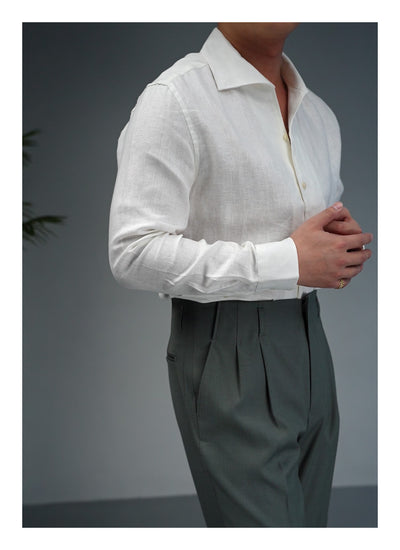 Camisa Ejecutiva de Lino Hombre - Cuello Clásico Manga Larga Transpirable - Image 13