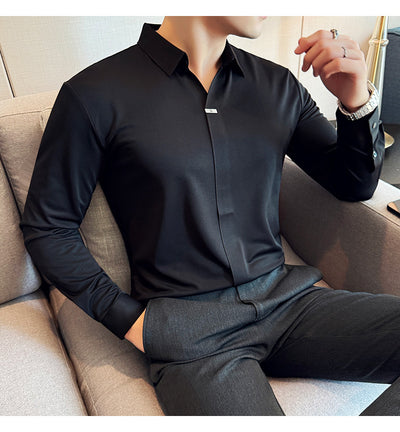 Camisa Manga Larga Cuello V sin Planchado - Image 11