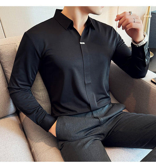 Camisa Manga Larga Cuello V sin Planchado - Image 11