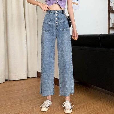 Pantalones Vaqueros Rectos Cintura Alta Holgados para Mujer - Image 9