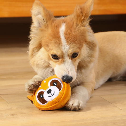 Plush pet toy shaped like a cartoon cow's head, featuring white, black, pink, and brown colors for dogs and cats. - Image 16