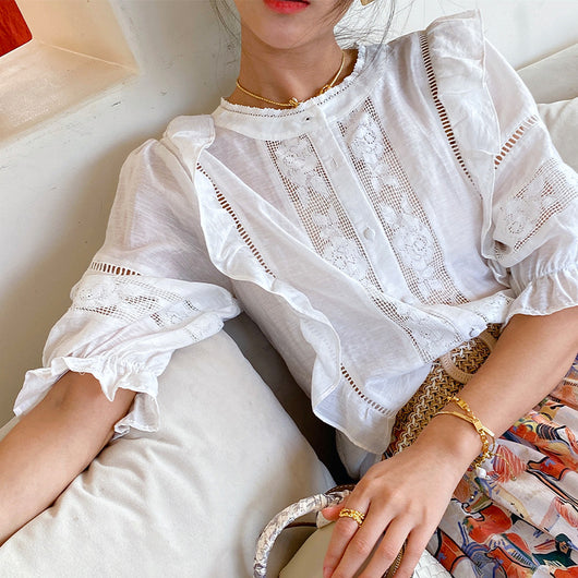 Camisa Blanca de Diseño Francés para Mujer - Image 15