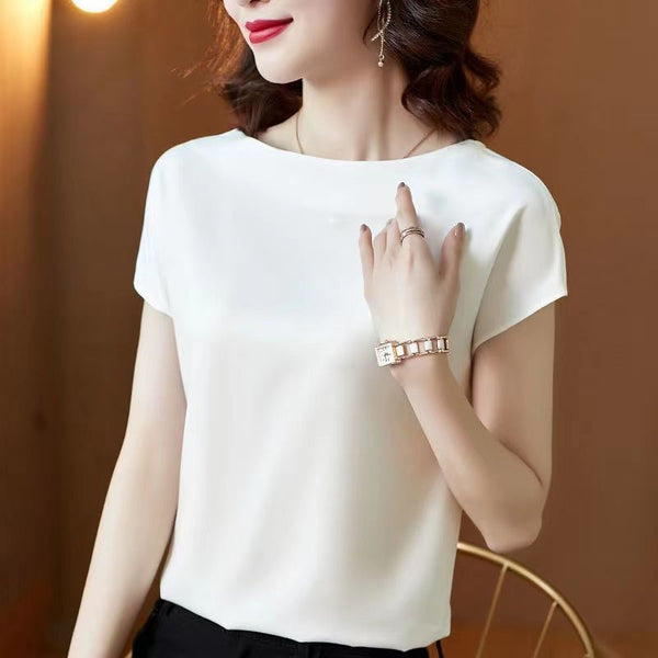Blusa de Satén Manga Corta - Prenda Base Premium para Mujer