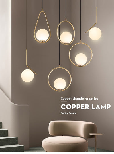 Lámpara Colgante de Cobre Minimalista Moderna para Dormitorio - Image 6