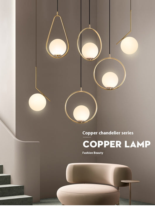 Lámpara Colgante de Cobre Minimalista Moderna para Dormitorio - Image 6