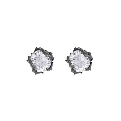 Aretes de Rosa Espinada Plata Pura - Corte Diamante Retro Unisex Antioxidante - Image 15