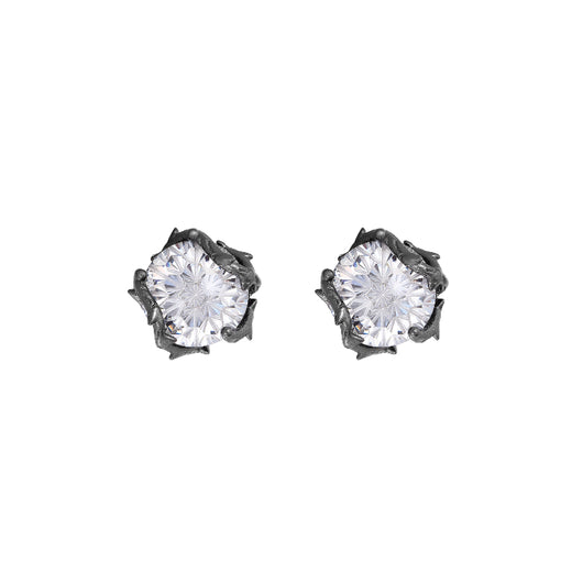 Aretes de Rosa Espinada Plata Pura - Corte Diamante Retro Unisex Antioxidante - Image 15