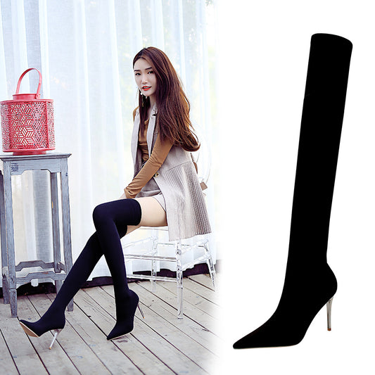 Botas Stiletto Sobre la Rodilla Punta Afilada