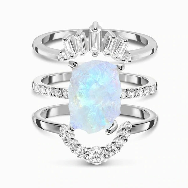 Anillo Triple de Plata Esterlina 925 con Circonitas - Diseño Exclusivo