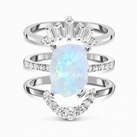 Anillo Triple de Plata Esterlina 925 con Circonitas - Diseño Exclusivo