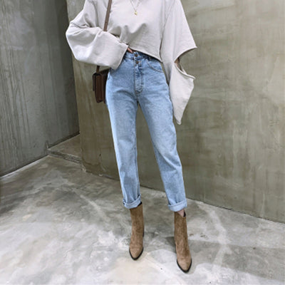 Jeans Cintura Alta Azul Lavado Clásico Corte Recto - Image 14
