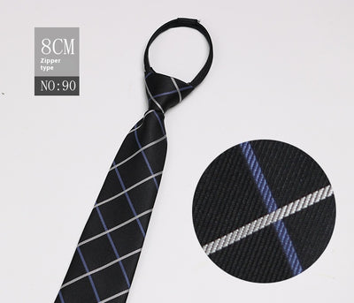 Corbata Negra Rayada Azul con Cierre Rápido - Corbata Ejecutiva Lazy Zip - Image 91