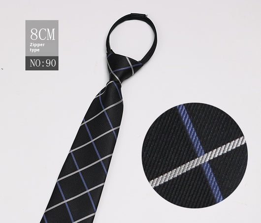 Corbata Negra Rayada Azul con Cierre Rápido - Corbata Ejecutiva Lazy Zip - Image 91