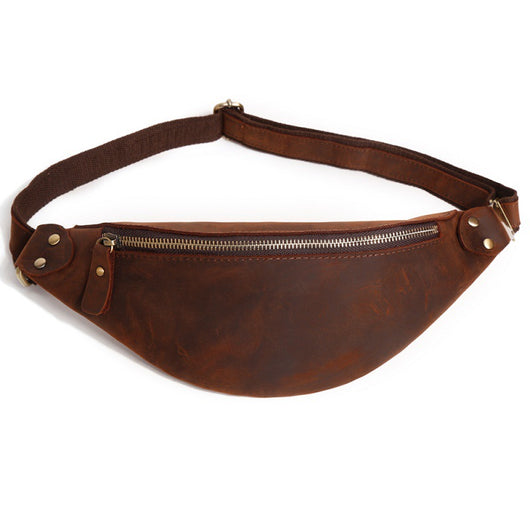 Bolsa de Pecho Vintage de Cuero Genuino con Diseño Asimétrico y Múltiples Compartimentos - Image 11