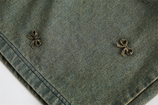 Shorts de Mezclilla con Detalle de Moño para Hombre - Estilo Urbano Americano Verano - Image 8