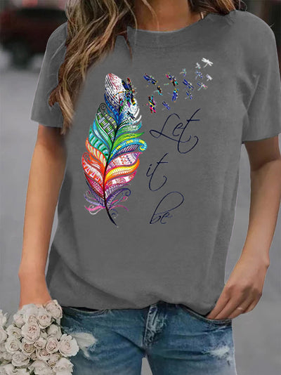 Camiseta Suelta Estampada Cuello Redondo Manga Corta para Mujer - Image 5