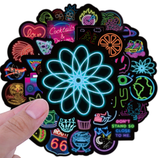 Pack 50 Stickers Neón Graffiti Impermeables para Decoración - Image 2