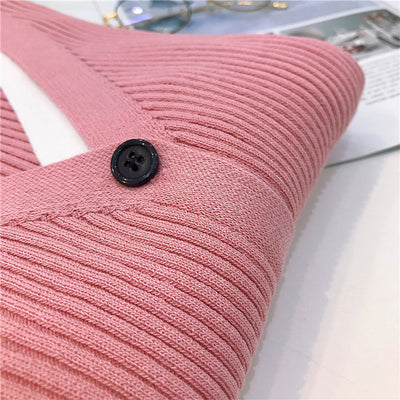 Cardigan Tejido Falsa Dos Piezas Mujer Cuello V Manga Larga - Image 54