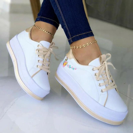 Zapatos Casuales Plataforma Baja Mujer Punta Redonda