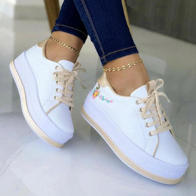 Zapatos Casuales Plataforma Baja Mujer Punta Redonda