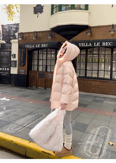 Abrigo Acolchado de Pato Blanco Largo Invierno Diseño Coreano Mujer - Image 29