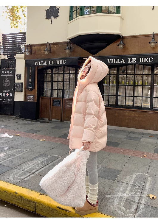 Abrigo Acolchado de Pato Blanco Largo Invierno Diseño Coreano Mujer - Image 29