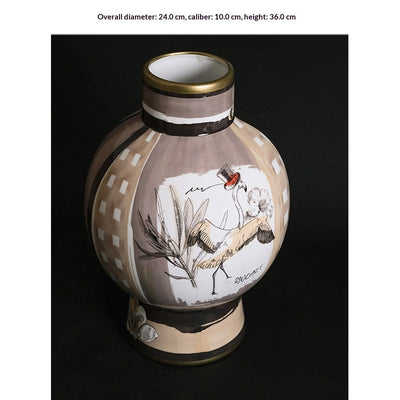 Jarrón de Porcelana con Decoración en Tono Cacao - Image 2