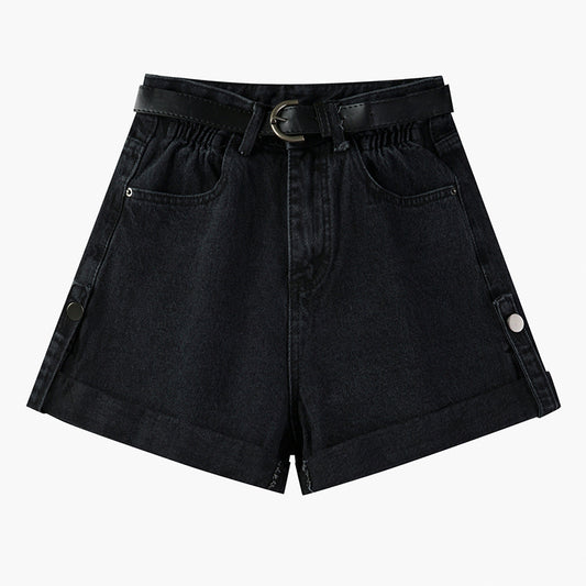 Shorts de Mezclilla Cintura Alta con Efecto Rizado - Image 2