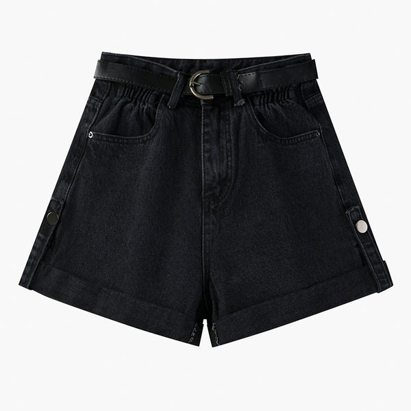 Shorts de Mezclilla Cintura Alta con Efecto Rizado