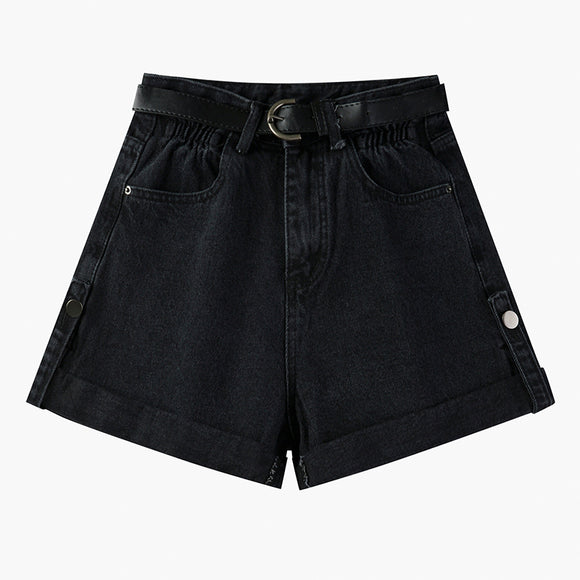 Shorts de Mezclilla Cintura Alta con Efecto Rizado