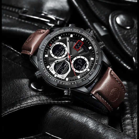 Reloj de Pulsera Deportivo para Hombre con Correa de Cuero PU