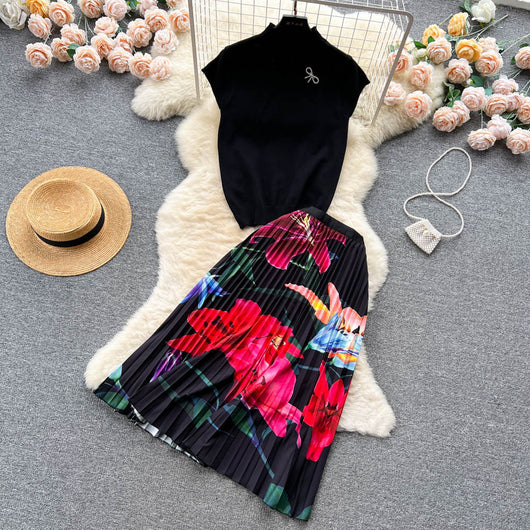 Conjunto de Dos Piezas: Blusa Plisada sin Mangas y Falda Diseño Exclusivo para Mujer - Image 12