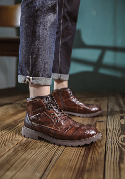 Botas de Cuero Retro con Cierre Lateral para Aventuras Urbanas - Image 41