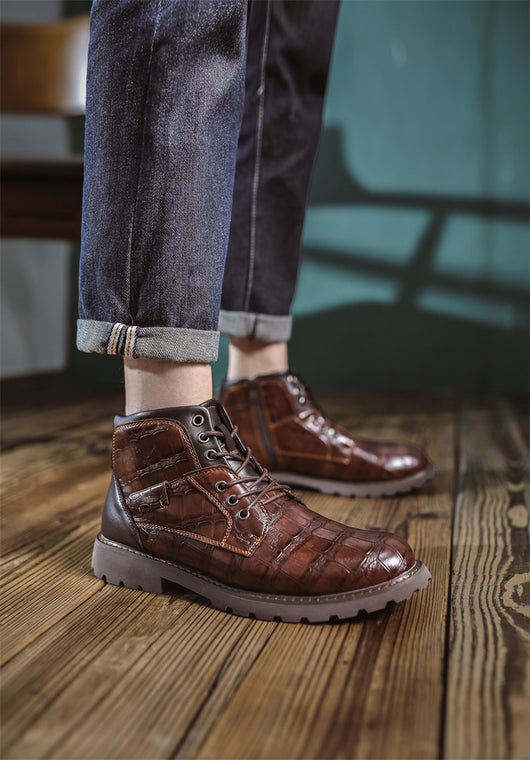 Botas de Cuero Retro con Cierre Lateral para Aventuras Urbanas - Image 41