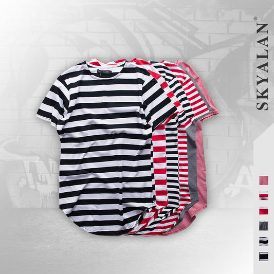 Playera Unisex de Rayas Cuello Redondo Largo - Estilo Mar y Alma