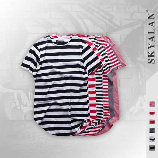 Playera Unisex de Rayas Cuello Redondo Largo - Estilo Mar y Alma