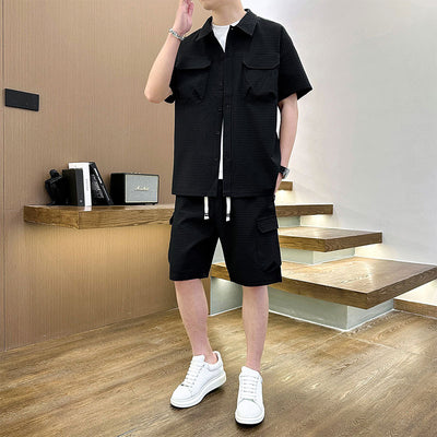 Traje de Camiseta con Solapa Estilo Coreano para Hombre - Image 7