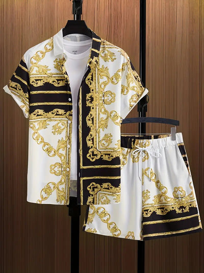 Traje Hawaiano Hombre 3D Estampado Manga Corta - Image 24