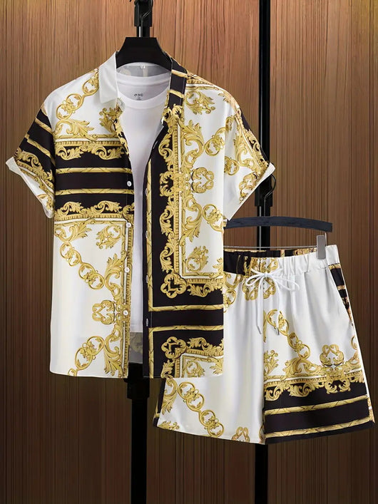 Traje Hawaiano Hombre 3D Estampado Manga Corta - Image 24