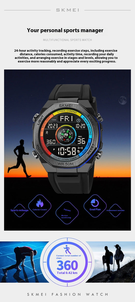 Reloj Deportivo Digital para Hombre con Brújula, Alarma y Luz Nocturna - Image 7