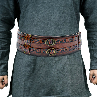 Cinturón Ancho Vikingo Nórdico Retro con Relieve Grabado para Hombre - Image 10