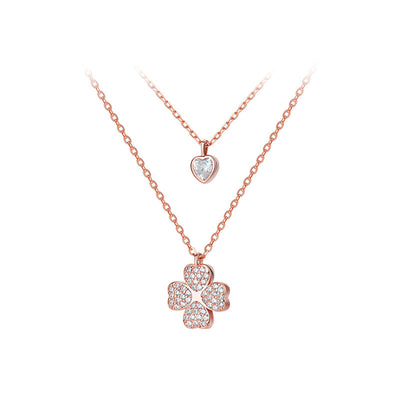 Collar Dorado de Plata Esterlina con Trébol de Doble Capa - Image 11