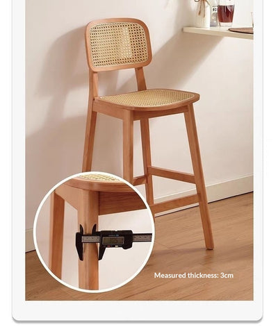 Taburete de Bar Ovalado en Ratán Tejido con Madera de Hule Maciza - Image 27
