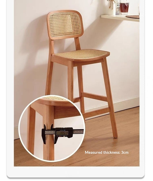 Taburete de Bar Ovalado en Ratán Tejido con Madera de Hule Maciza - Image 27