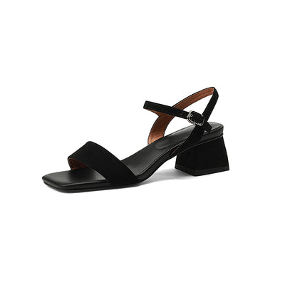 Sandalias Vintage de Cuero con Tacón Grueso y Hebilla - Image 3