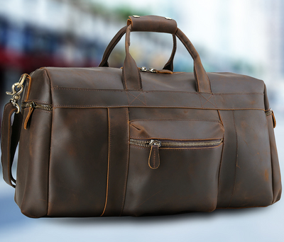 Bolso Viajero de Cuero Crazy Horse Vintage para Hombre - Gran Capacidad - Image 7