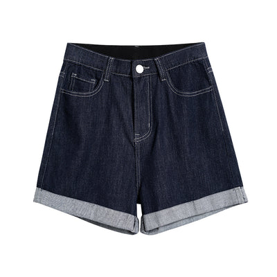 Shorts de Mezclilla Cintura Alta Sueltos con Ruedo Enrollado - Image 5