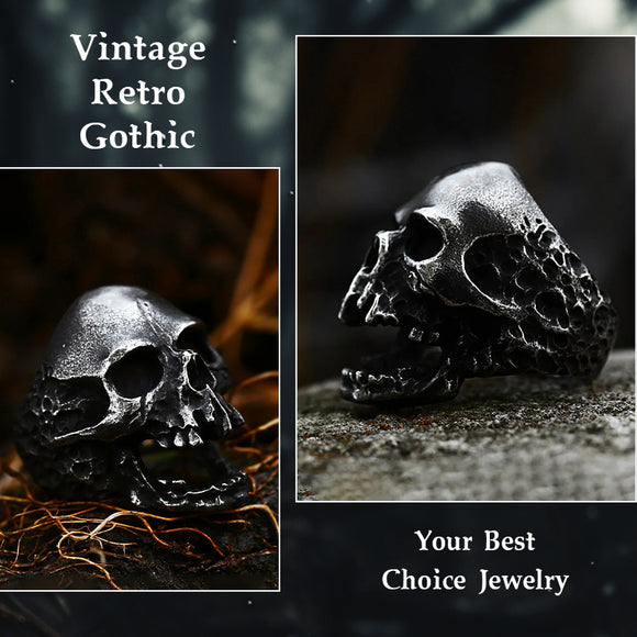 Anillo de Calavera Audaz para Hombre - Diseño Irregular y Creativo