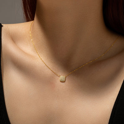 Collar Colgante de Plata 925 con Piedra Cuadrada y Pavé Completo - Image 2