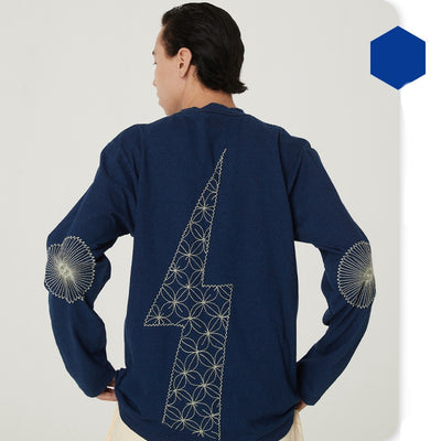 Playera de Manga Larga Denim Lavado con Bordado de Rayo - Image 5